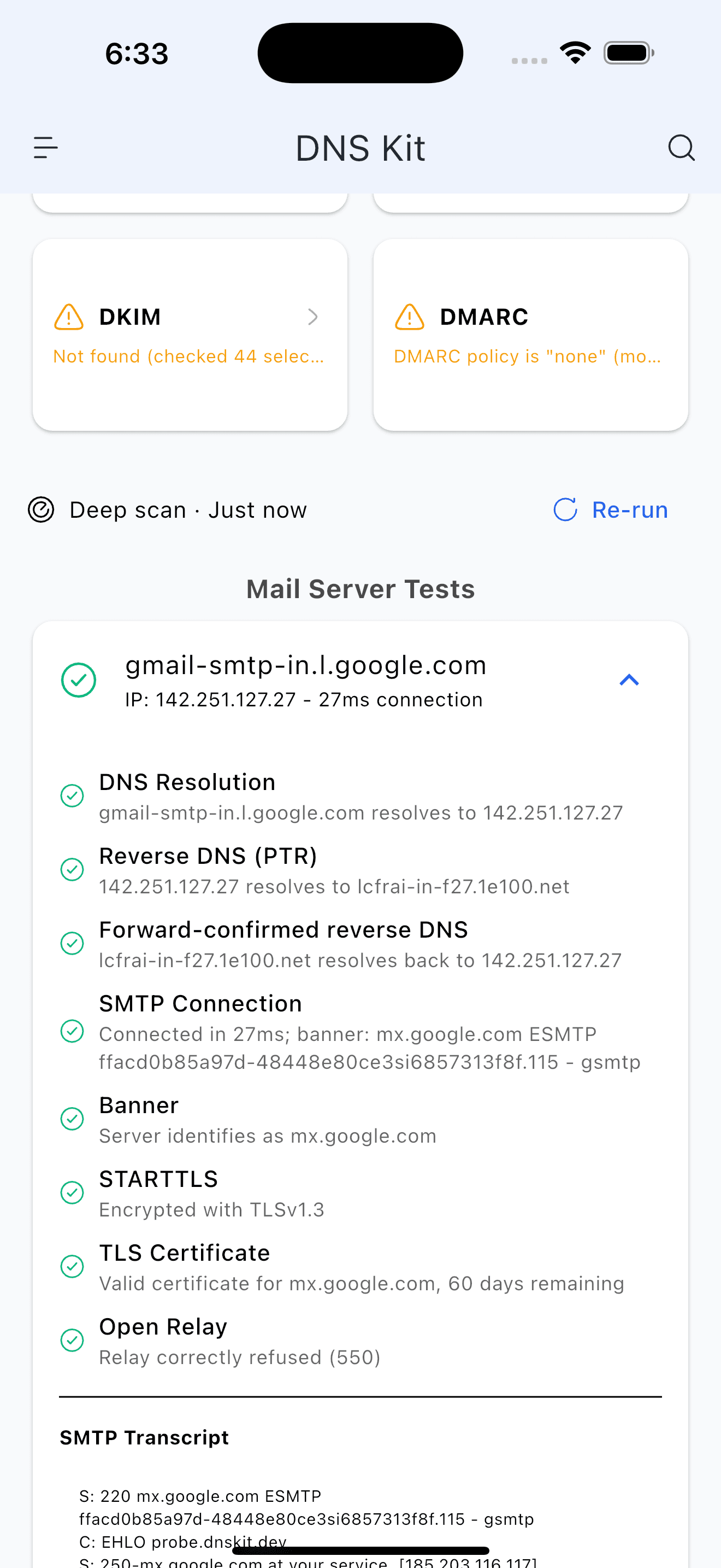 Email health deep scan