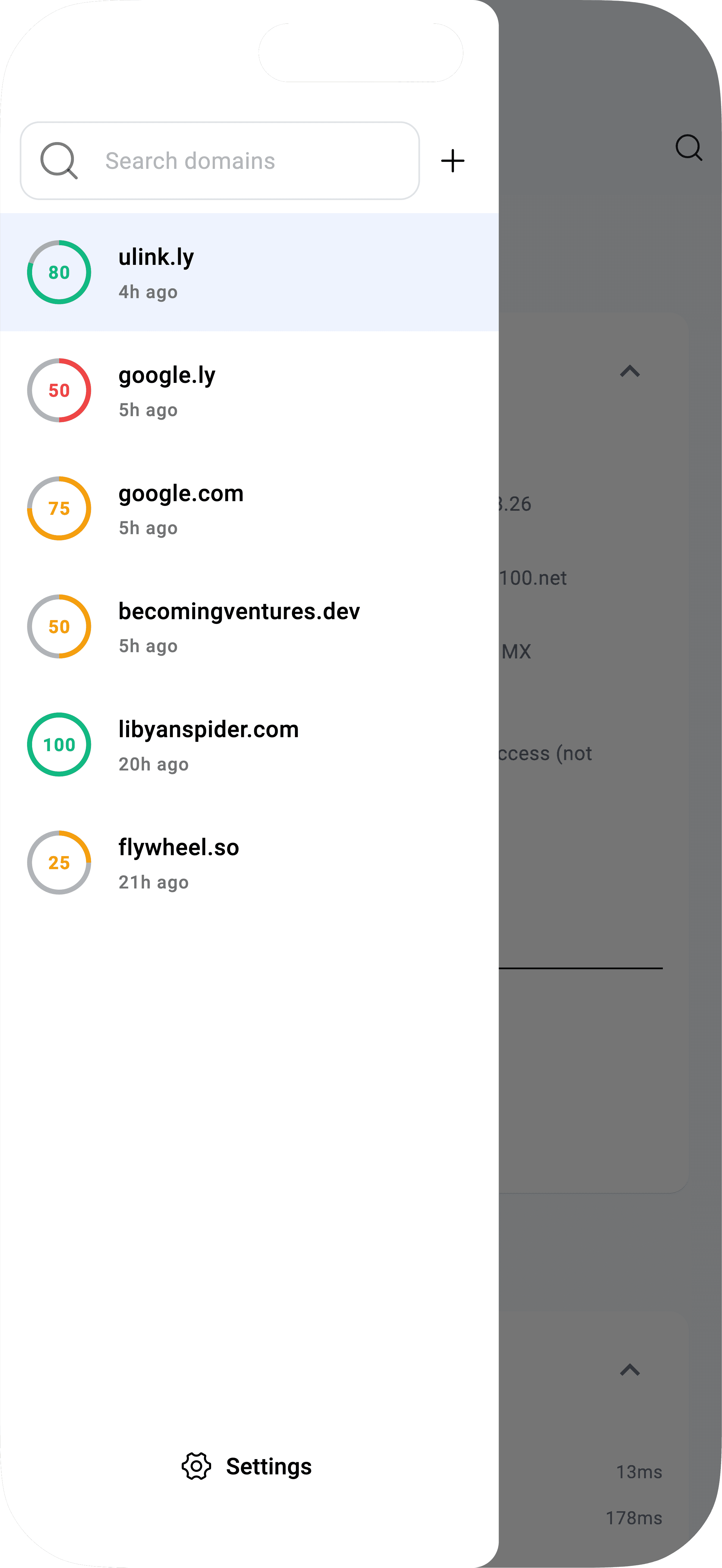 Saved domains history
